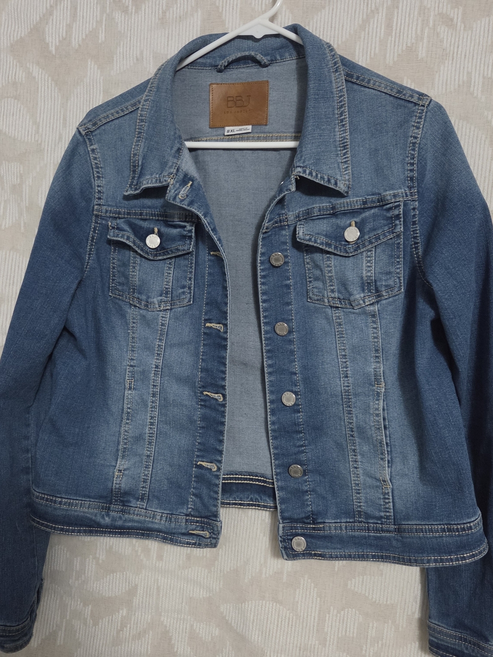 BBJ Los Angeles Blue Denim Cropped Waist Jacket Women's Size XLarge Excellent - Picture 2 of 8